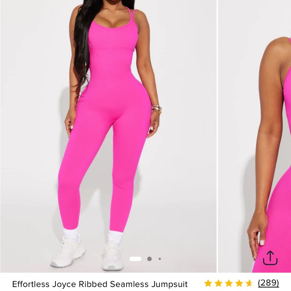 Fashion Nova Vibrant Pink Ribbed Jumpsuit